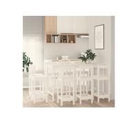 Ensemble de bar 9 pcs Blanc Bois de pin massif