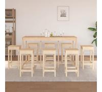 Ensemble de Bar 9 pcs Noir Bois de Pin Massif Bistro Salle à Manger vidaXL