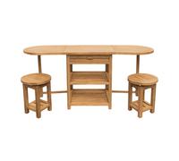 Ensemble de bar bas pliable en teck avec 2 tabourets - nomani