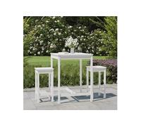 Vidaxl Ensemble De Bar De Jardin 3 Pcs Blanc Bois De Pin Massif