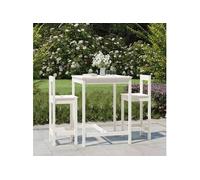 Vidaxl Ensemble De Bar De Jardin 3 Pcs Blanc Bois De Pin Massif