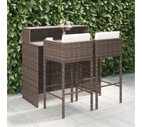 Ensemble de Bar de Jardin 3 pcs et Coussins Résine Tressée Gris Patio vidaXL