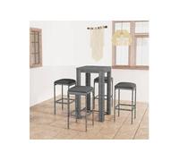 Vidaxl Ensemble De Bar De Jardin 5 Pcs Et Coussins Résine Tressée Gris Gris