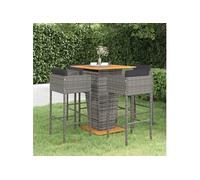 Ensemble de bar de jardin 5 pcs et coussins Résine tressée Gris