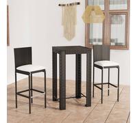 vidaXL 3-delige Tuinbarset met kussens poly rattan zwart3064792 Noir G