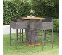 vidaXL Ensemble de bar de jardin 5 pcs et coussins Résine tressée Gris 3094801
