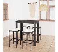 Ensemble de Bar de Jardin 5 pcs et Coussins Résine Tressée Noir Patio vidaXL