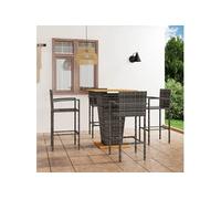 Ensemble de bar de jardin, 5 pcs, Gris