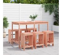 Ensemble de bar de jardin 7 pièces en bois massif Douglas - Robuste - Pour balcon, terrasse, jardin, 6 chaises et table - 159,5 x 82,5 x 110 cm