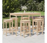 Ensemble de bar de jardin 7 pièces en pin massif - 159,5 x 82,5 x 110 cm - Table de bar d'extérieur avec 6 tabourets de bar pour terrasse, jardin, balcon, salle à manger