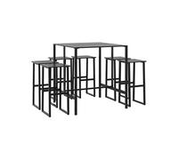 Vidaxl Ensemble De Bar De Jardin 7 Pcs Noir Acier Enduit De Poudre