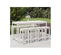 Ensemble de bar de jardin 9 pcs blanc bois de pin massif, ensemble de bar, ensemble de meubles, ensemble de bar 3154766