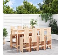 Ensemble de bar de jardin 9 pièces en pin massif non traité, 203,5 x 90 x 110 cm, meuble d'extérieur robuste pour terrasse, balcon, salle à manger, idéal pour les tours conviviaux