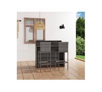 Vidaxl Ensemble De Bar De Jardin Avec Coussins 3 Pcs Gris Gris