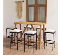 Ensemble de Bar de Jardin avec Coussins 5 pcs Marron Extérieur Mobilier vidaXL