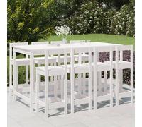Vidaxl Ensemble De Bar De Jardin 9 Pcs Blanc Bois De Pin Massif