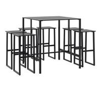 Vidaxl Ensemble De Bar De Jardin 7 Pcs Noir Acier Enduit De Poudre