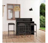 Ensemble de bar de jardin - vidaXL - Gris - 4 pcs - Résistant aux intempéries - Confortable