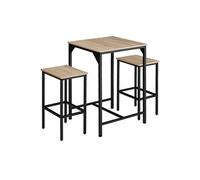 Tectake Ensemble de bar Inverness 120 x 60 x 91 cm - Bois clair industriel, Chêne Sonoma