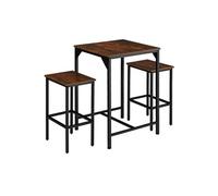 Ensemble de bar en 3 parties Bois foncé industriel, rustique