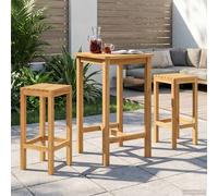 Ensemble de bar extérieur 3 pc Non traité Bois de teck massif Bar Café vidaXL vi