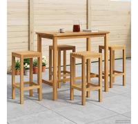 Ensemble de bar extérieur 5 pc Non traité Bois de teck massif patio vidaXL vidaX