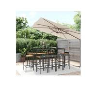 Vidaxl Ensemble De Bar Jardin 11pcs Noir Poly Rotin/Bois Massif Acacia