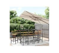 Vidaxl Ensemble De Bar Jardin 11pcs Noir Poly Rotin/Bois Massif Acacia