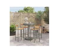 Ensemble de bar jardin 5 pcs gris poly rotin/bois massif acacia, ensemble de table de bar, table et chaise de bar de 3187721