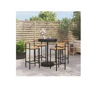 Vidaxl Ensemble De Bar Jardin 5 Pcs Noir Poly Rotin/Bois Massif Acacia