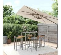 Vidaxl Ensemble De Bar Jardin 7 Pcs Noir Poly Rotin/Bois Massif Acacia