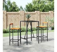Ensemble de Bar Jardin Meuble d'Extérieur Poly Rotin/Bois Massif Acacia vidaXL