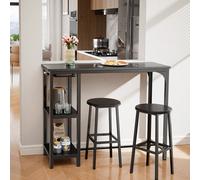 Ensemble de bar mange-debout 3 pièces avec table et chaises et deux armoires de rangement ouvertes Il s'agit d'un ensemble composé d'une table haute et de chaises. La table haute est conçue avec deux 