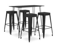 Ensemble de Bar Noir 5 pcs Mobilier de Bistrot Meubles de Pub Comptoir vidaXL