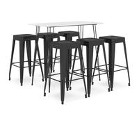 Ensemble de Bar Noir 5 pcs Mobilier de Bistrot Meubles de Pub Comptoir vidaXL