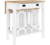vidaXL Ensemble de bar 3 pièces Blanc Bois de pin massif