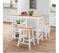 Ensemble de Bar 3 pcs Ensemble de Salle à Manger Mobilier à Dîner Table et Tabourets de Bistrot Cuisine Maison Intérieur MDF Blanc