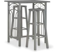 Ensemble De Bar 3 Pcs Bois Et Acier Anthracite Gris