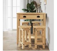 Ensemble de bar - vidaXL - Lot de 5 - 1 table,4 tabourets de bar - bois de pin massif - Pliable - Charge maximale 110 kg - 72x84 cm