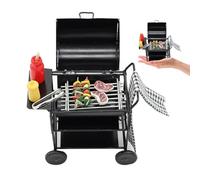 Ensemble de barbecue pour maison de poupée à l'échelle 1:12, chariot de barbecue miniature avec brochette, assaisonnement pour steak, bouteille, serviette, accessoires de meubles de cuisine pour