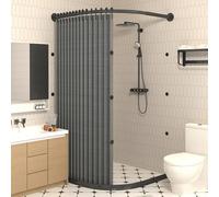 Ensemble de barre de douche incurvée en acier avec design magnétique et bande de rétention d'eau - Parfait pour salles de bains, toilettes, vestiaires, balcons (X [70-85] x Y [90-100])