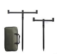 Ensemble de barres de pêche à la carpe en alliage d'aluminium avec sac de pêche, comprend 3 têtes de repose-canne et une banque réglable pour pêche à la ligne en plein air (2 têtes 29-49 cm)