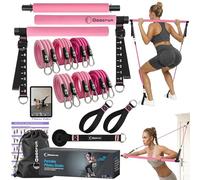 Ensemble de Barres de Pilates et de Bandes de résistance avec poignées, Salle de Sport Portable à Domicile - Livré avec des Affiches et des vidéos de Fitness