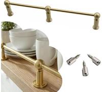 Ensemble de Barres de Protection élégantes en Laiton doré pour étagères, avec 3 Montants et vis, réglables de 8 à 38 Pouces, Accessoire de mobilier élégant de 14 pouces/36 cm.