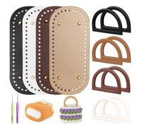 Ensemble de base de sac à crochet - Support renforcé anti-affaissement - de sac à main en cuir synthétique avec poignées en forme de D, kit de plinthe à tricoter pré-percée - Idéal pour les
