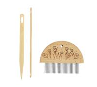 Ensemble de Bâtons de Métier à Tisser à Main en Bois, Aiguille à Gros Chas 4 Mm, Aiguille à Crochet pour Tissage du Bois avec Navettes en Bois, Bâton de Tissage et Peigne à