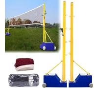 Ensemble de bâtons de volleyball portables avec filet - Hauteur réglable - Bâtons de volleyball et badminton avec sac de rangement sur roulettes pour terrain de sport et jardin