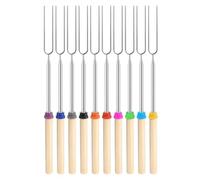 Ensemble de bâtons Guimauve à rôtir en Acier Inoxydable, Double Fourchette Extensible for Barbecue Plein air, Fournitures Cuisine Domestique(10Pcs)