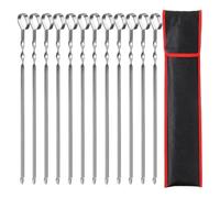 Ensemble de bâtons Guimauve à rôtir en Acier Inoxydable, Double Fourchette Extensible for Barbecue Plein air, Fournitures Cuisine Domestique(12PCS-Silver)