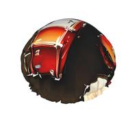 Ensemble de batterie - Bonnet de douche imprimé standard pour femme, grande bande élastique lavable